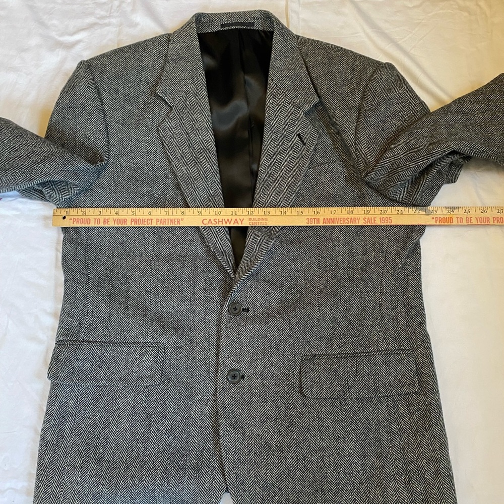 Men's Vintage 100% Virgin Wool Tweed Herringbone Single Breasted Blazer 42S - Picture 8 of 17